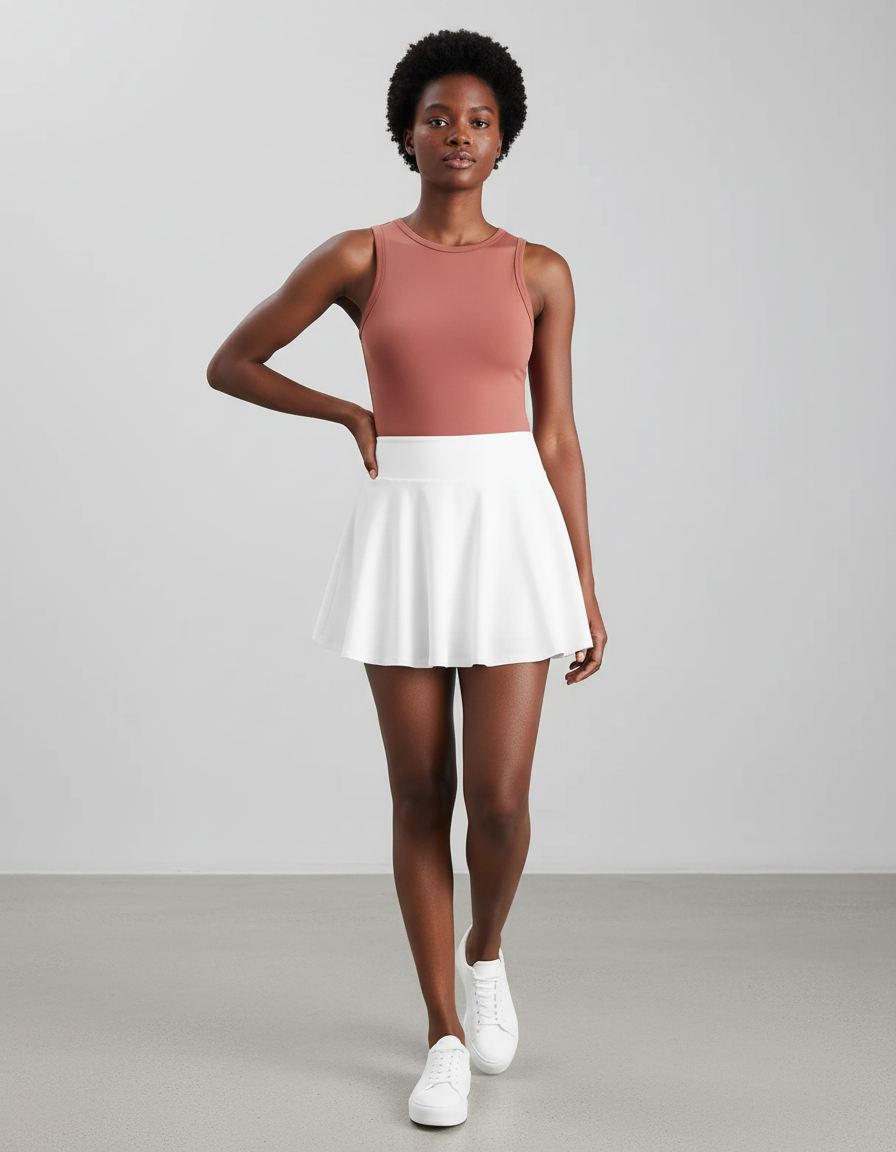 Jupe Blanche Plissée Fluide Sport