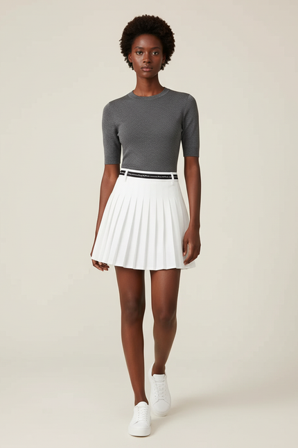 Jupe Blanche Plissée Courte Chic