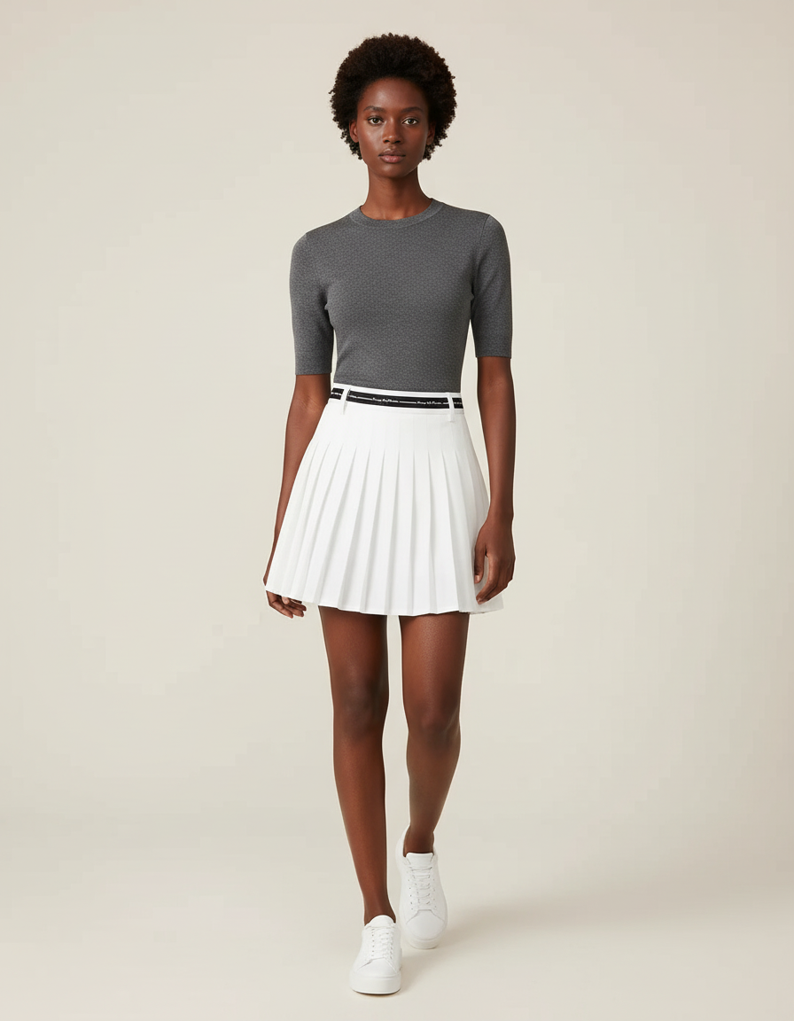 Jupe Blanche Plissée Courte Chic