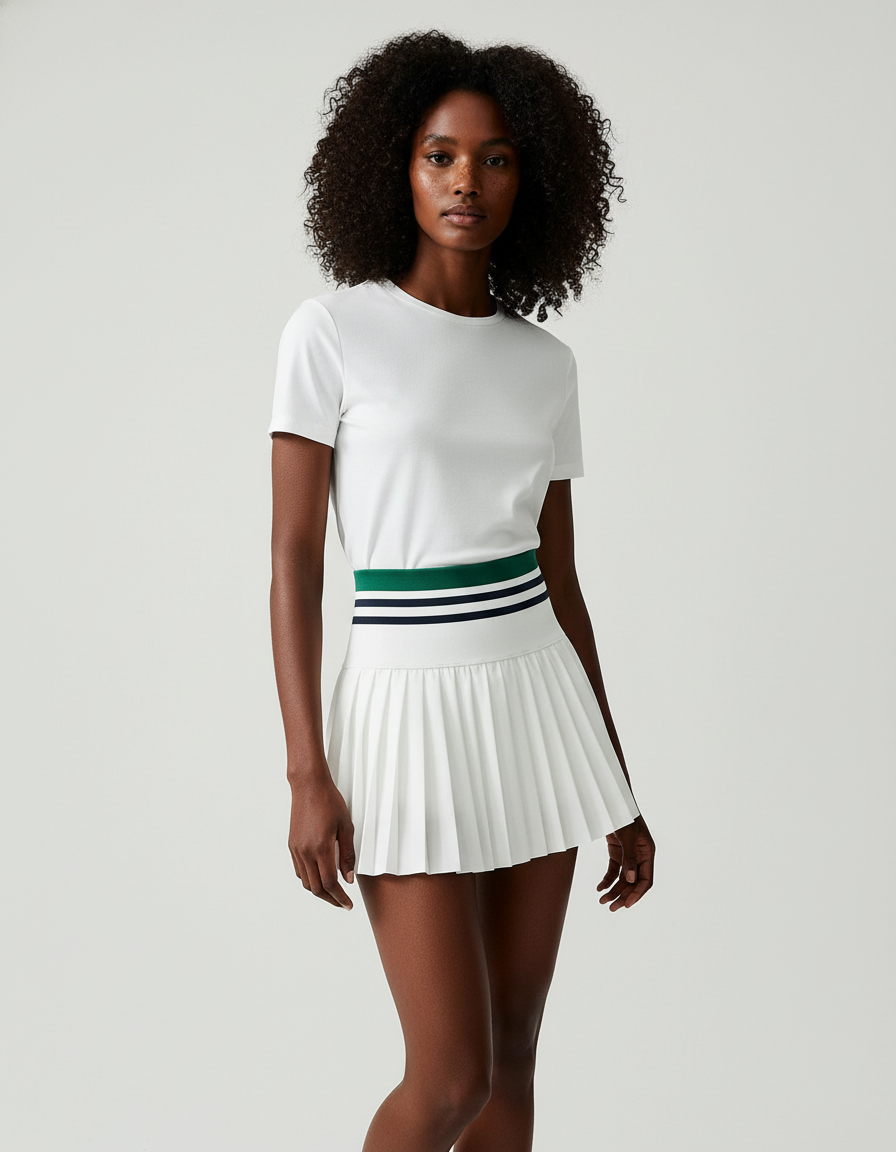 Jupe Blanche Taille Haute Plissée Sport