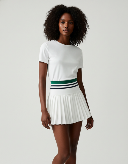 Jupe Blanche Taille Haute Plissée Sport