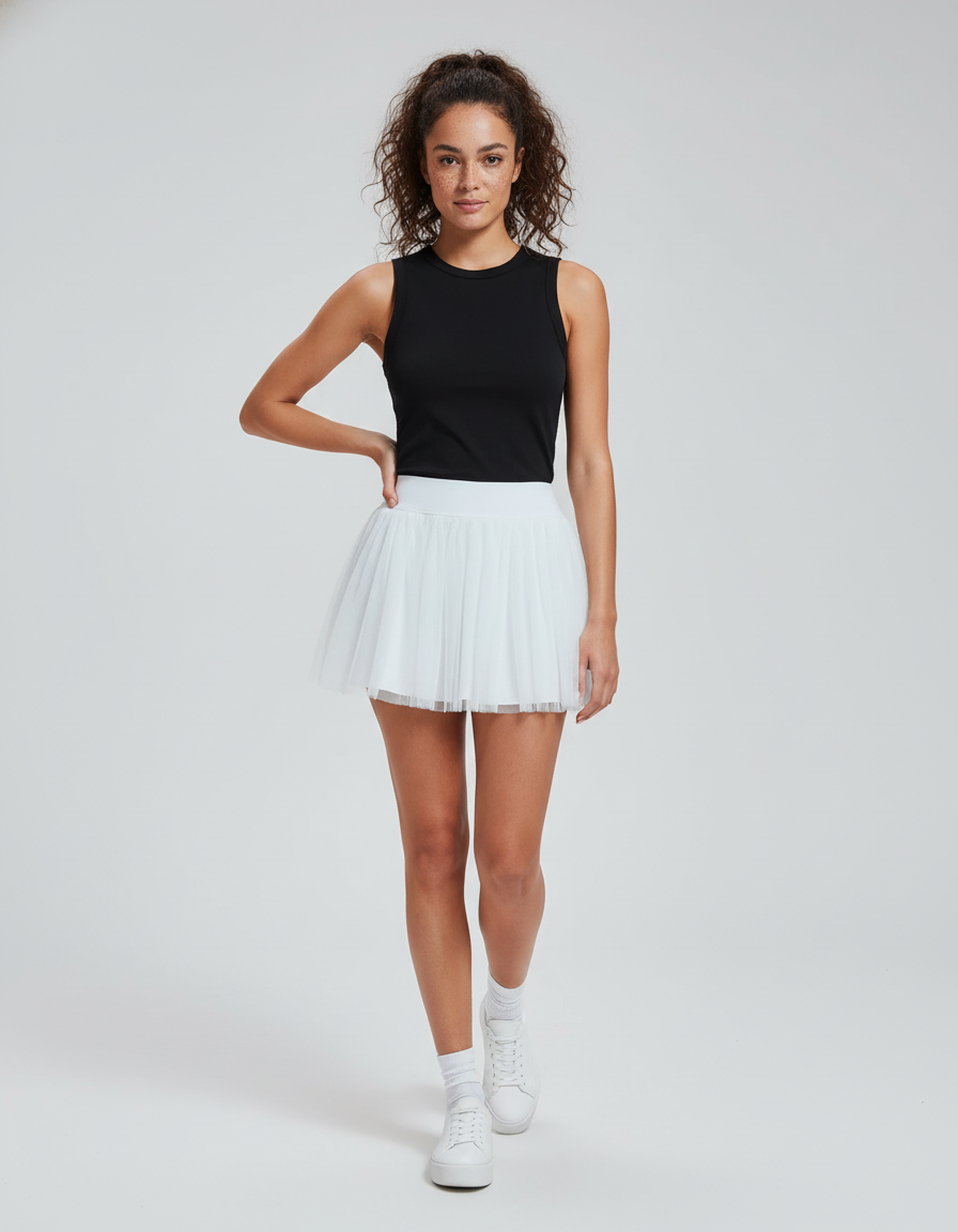 Jupe Blanche Mini Plissée