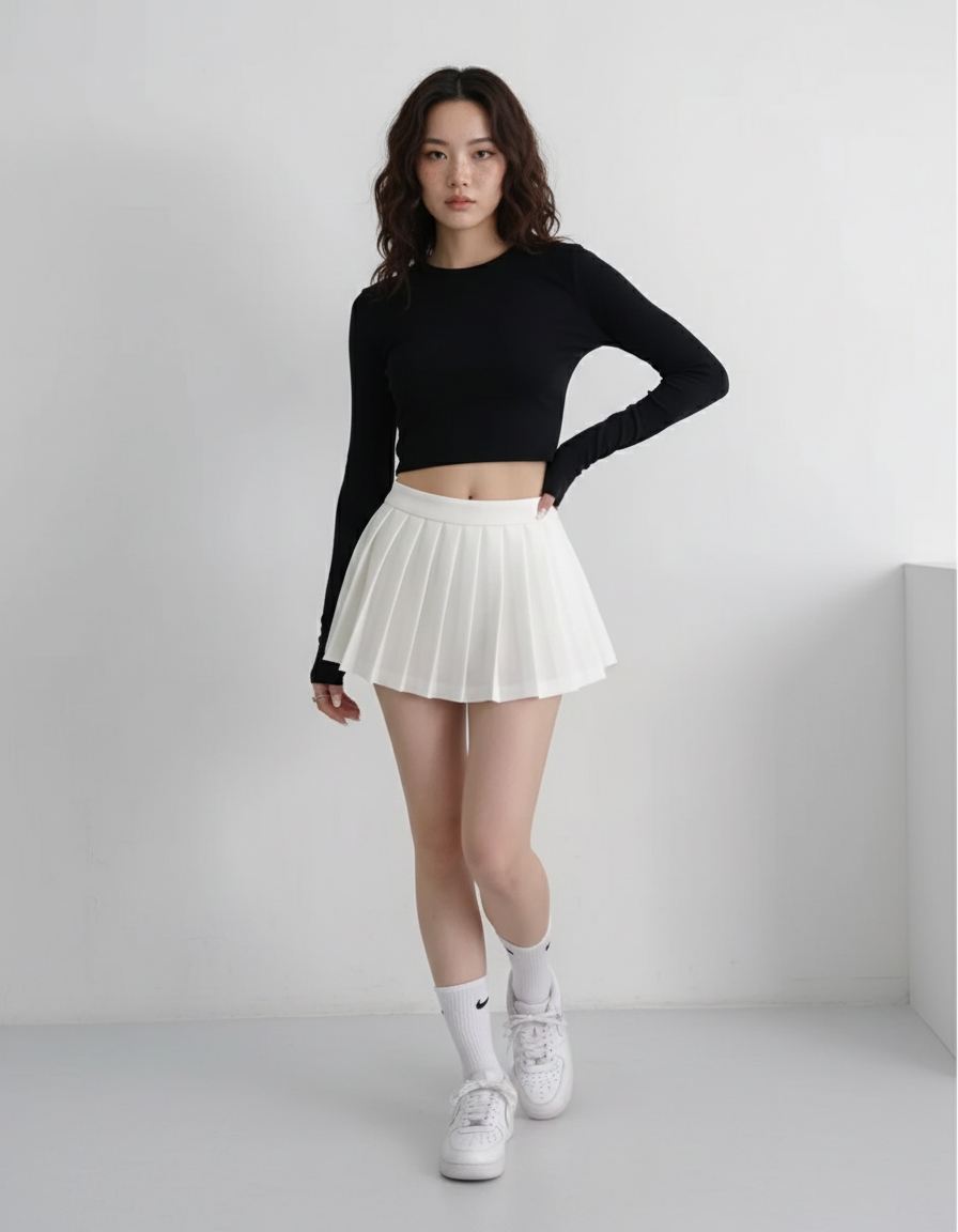 Jupe Tennis Blanche Plissée