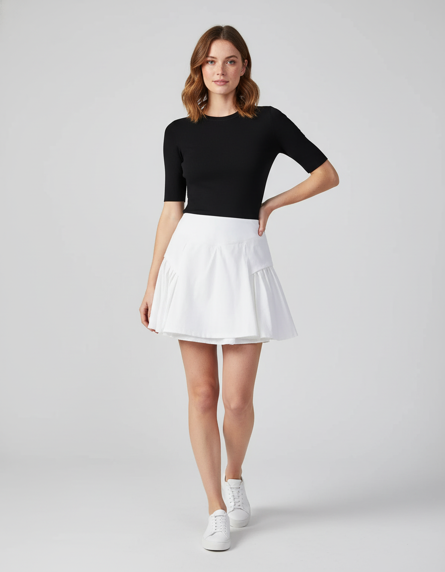 Jupe Blanche Plissée Fluide Sport Décontractée
