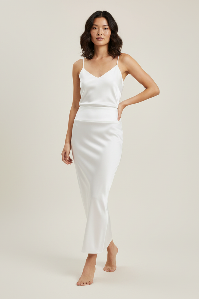 Jupe Longue Blanche Satin