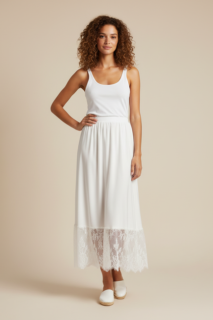 Jupe Blanche Longue Dentelle Fluide