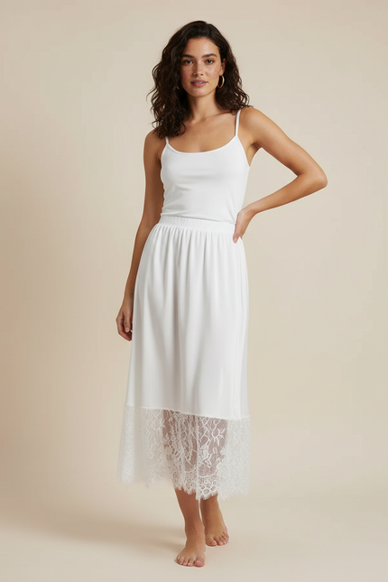 Jupe Blanche Longue Fluide Dentelle