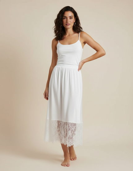 Jupe Blanche Longue Fluide Dentelle
