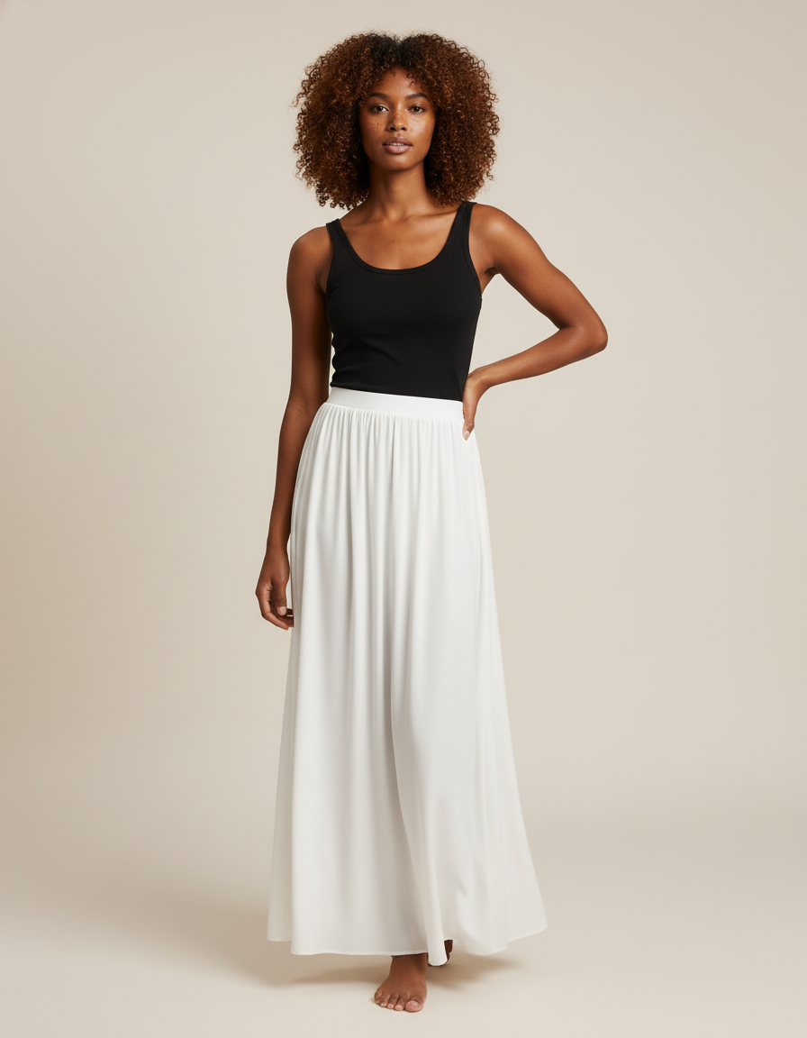 Jupe Blanche Taille Haute Fluide Chic