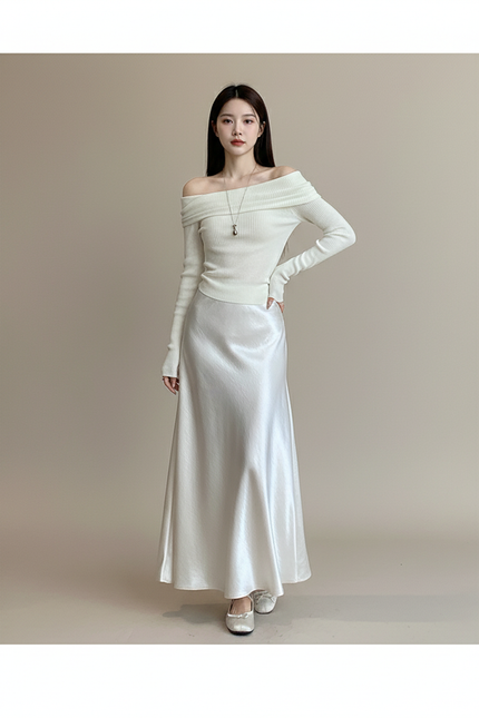 Jupe Blanche Satin Fluide Élégante