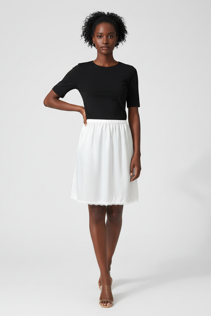 Jupe Blanche Satin Élégante Dentelle