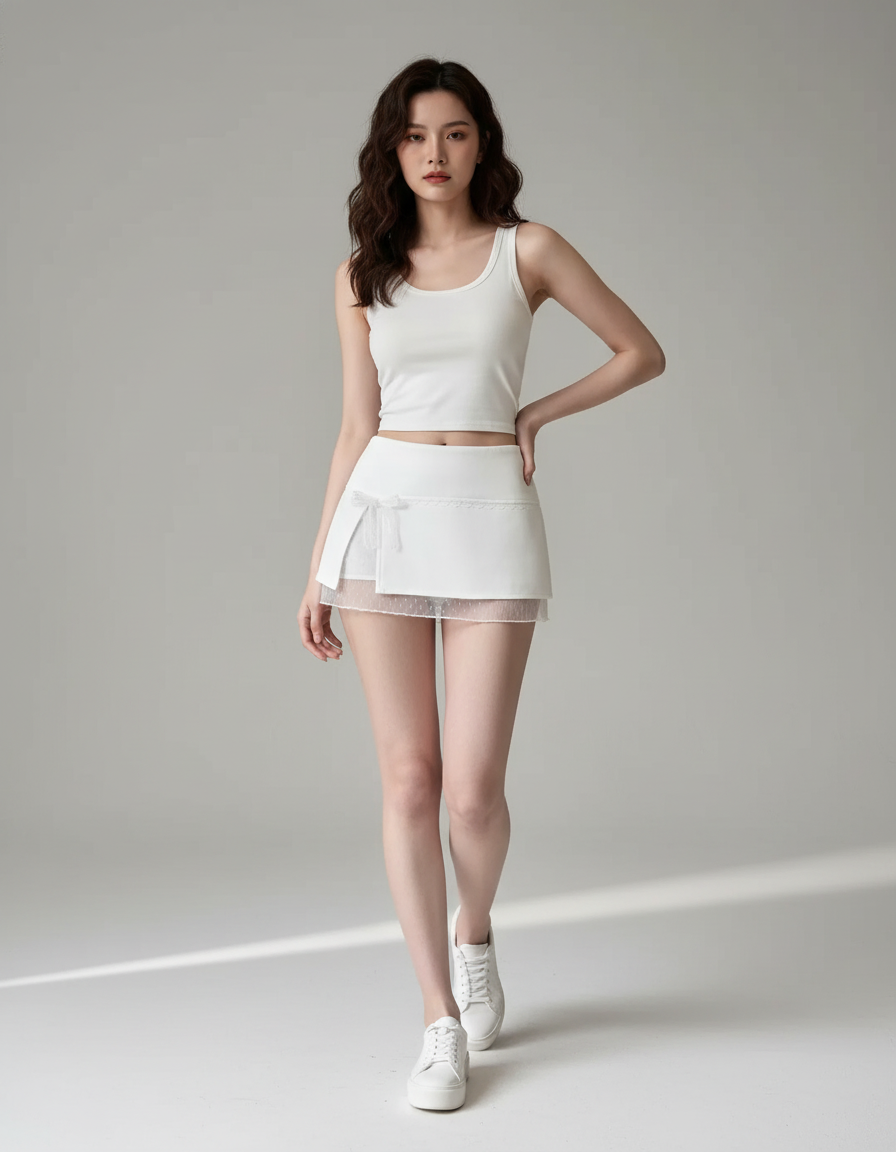 Jupe Blanche Voile Nœud Chic