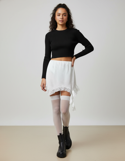 Jupe Blanche Asymétrique Dentelle Chic