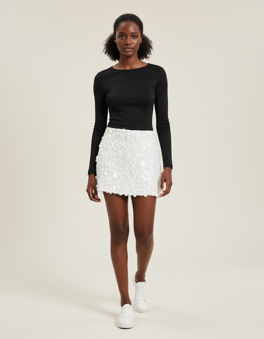 Jupe Sequin Blanche