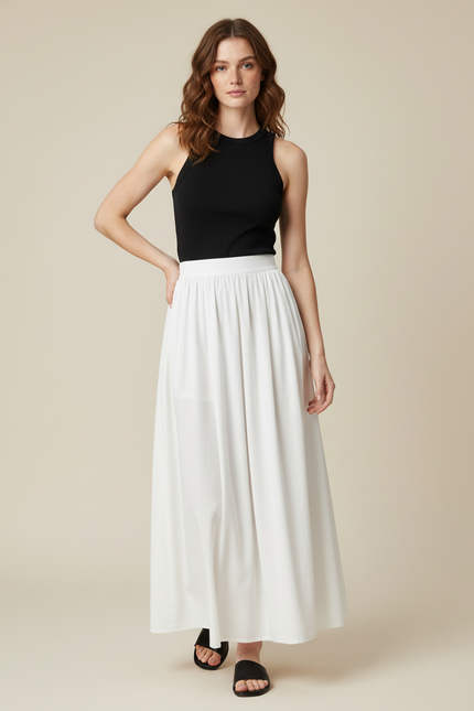 Jupe Blanche Longue Fluide Décontractée