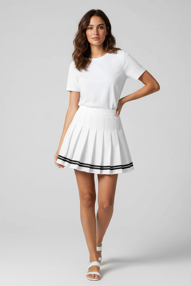 Jupe Blanche Plissée À Rayures Tennis