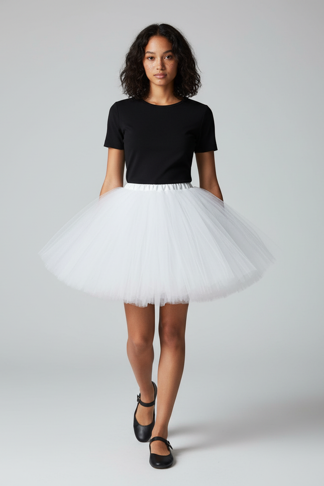 Jupe Blanche Vaporeuse En Tulle Élégante