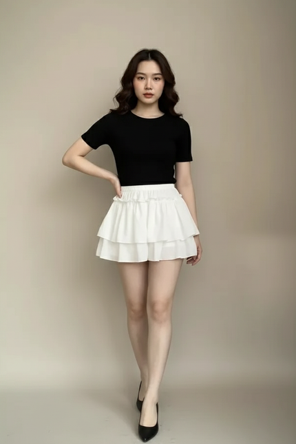 Jupe Short Blanche A Volant