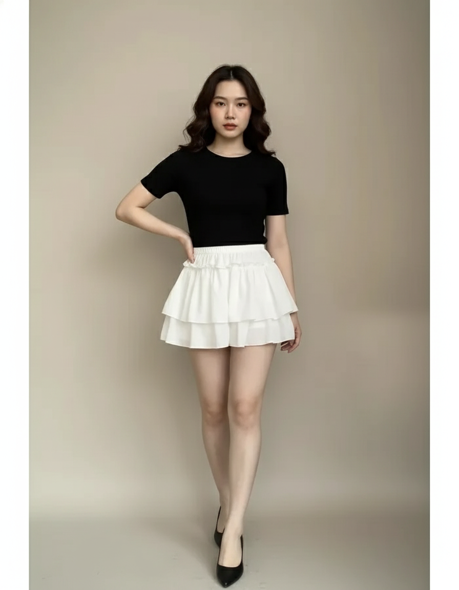 Jupe Short Blanche A Volant