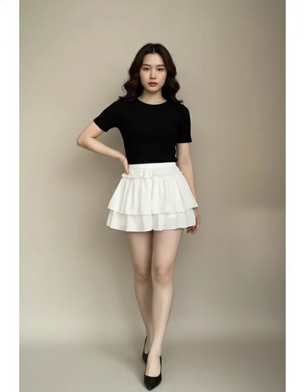 Jupe Short Blanche A Volant