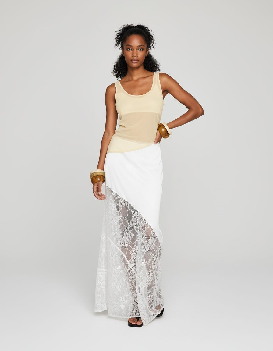 Jupe Portefeuille Longue Blanche