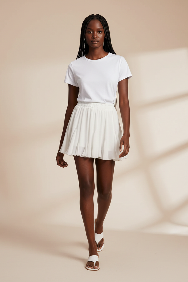 Jupe Blanche Courte Plissée Fluide