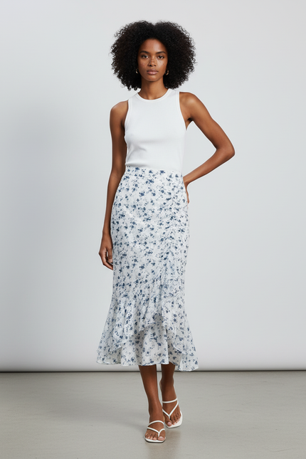 Jupe Longue Bleue Et Blanche