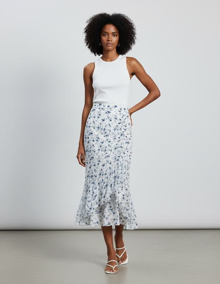 Jupe Longue Bleue Et Blanche