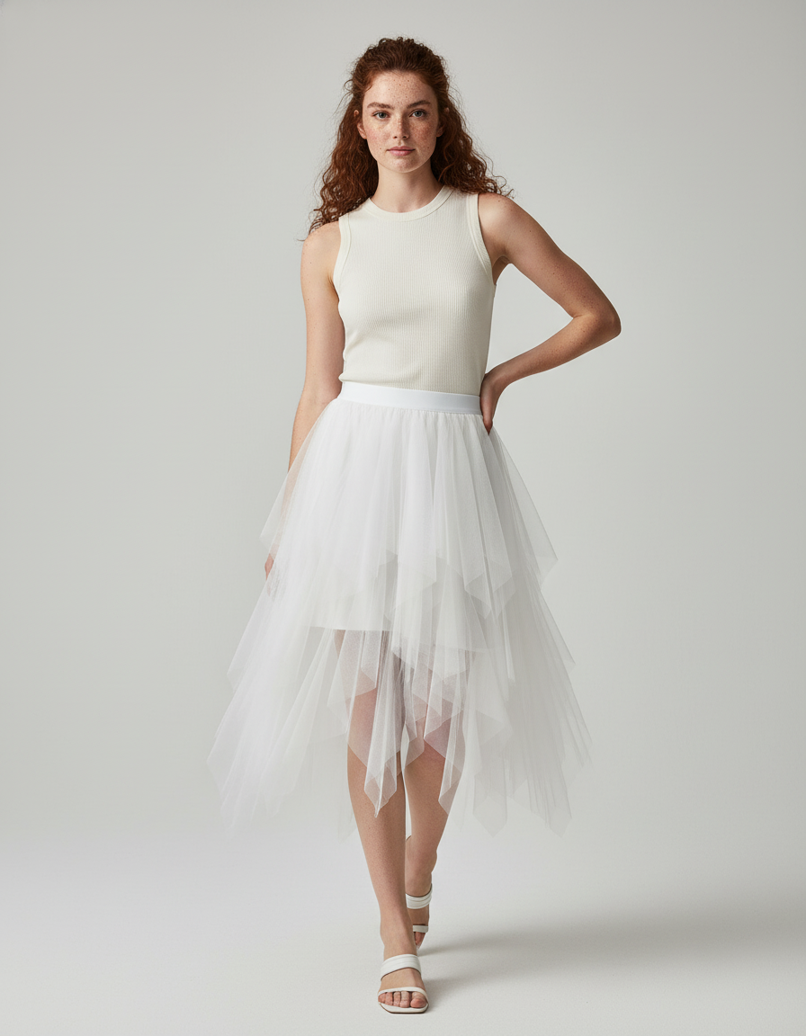 Jupe Asymétrique Blanche