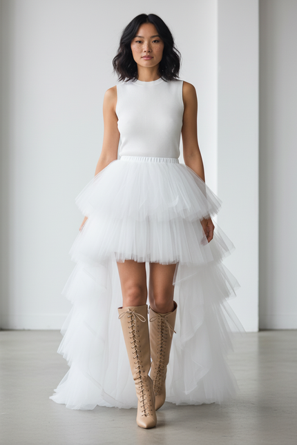 Jupe Blanche Courte Devant Et Longue Derriere