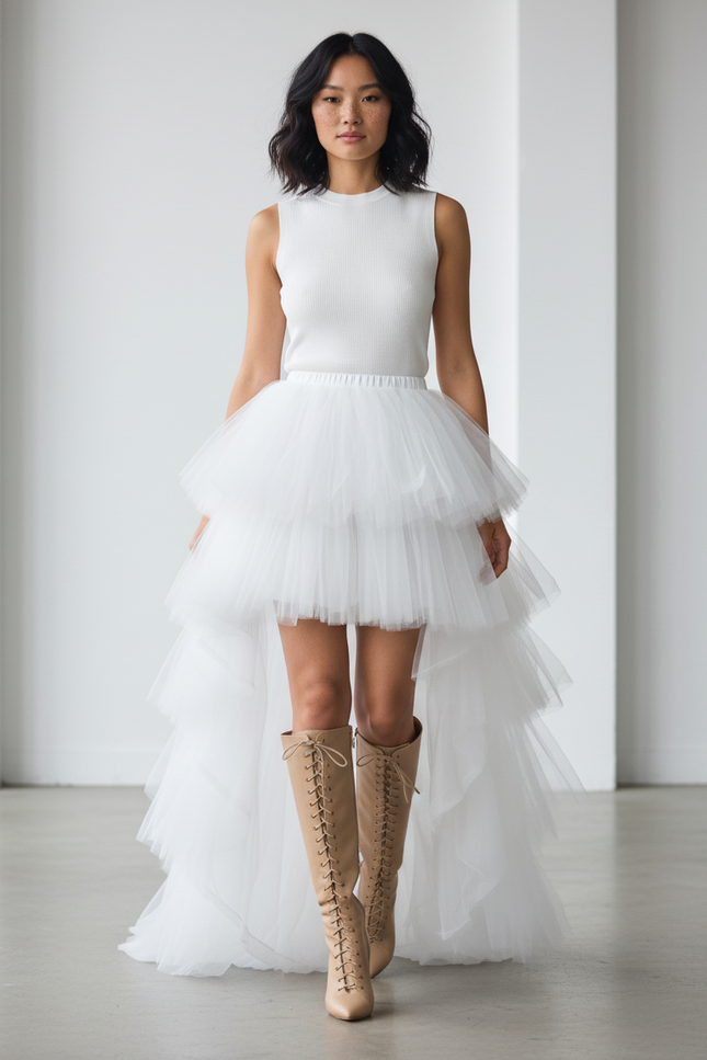 Jupe Blanche Courte Devant Et Longue Derriere