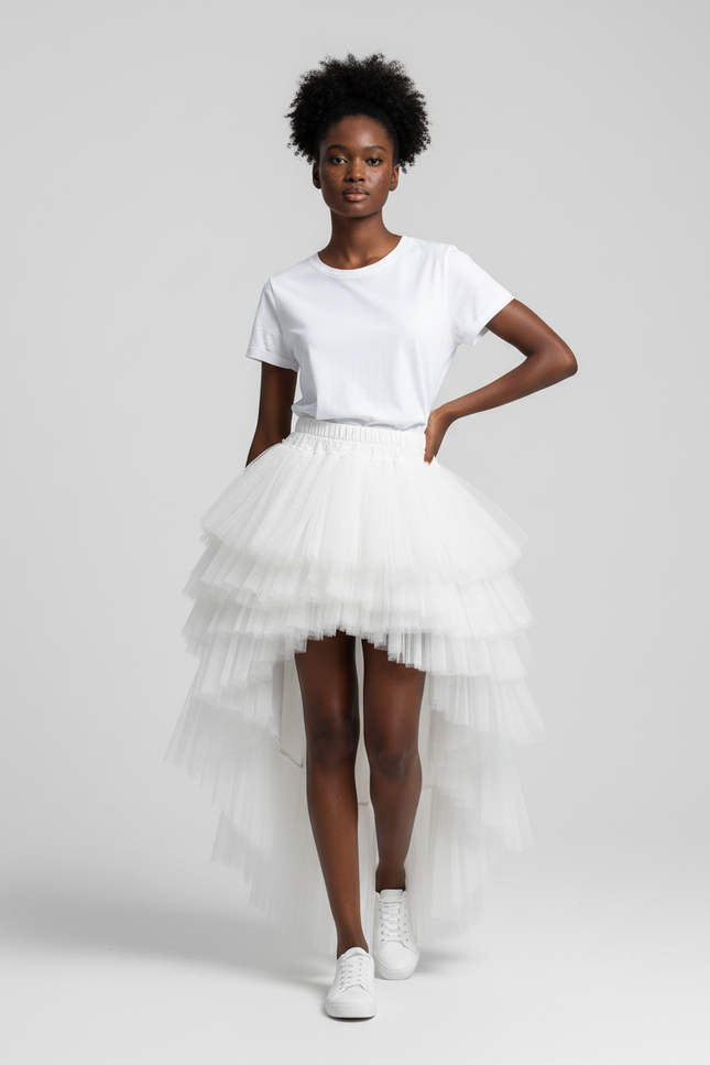 Jupe Longue Asymetrique Blanche