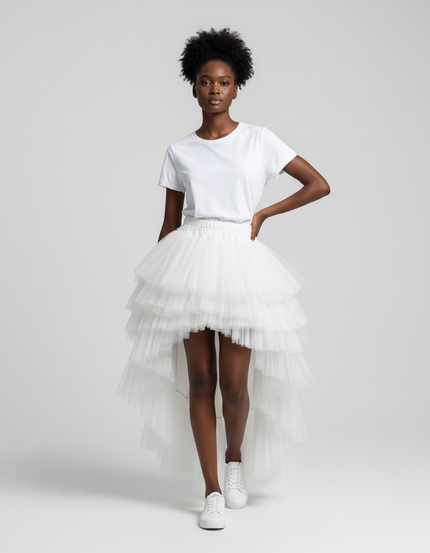 Jupe Longue Asymetrique Blanche