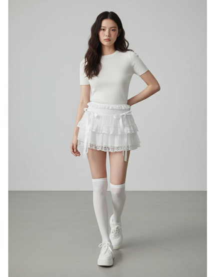 Jupe Dentelle Blanche Courte