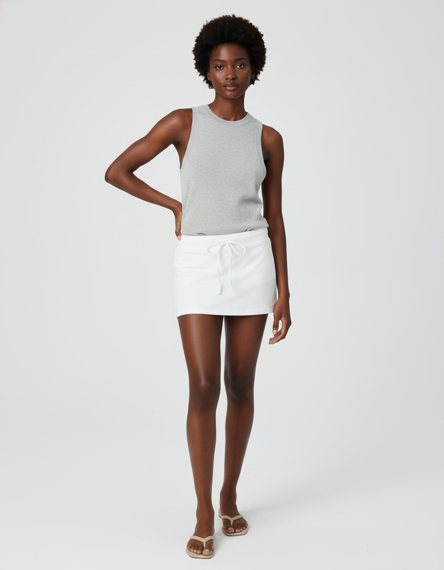 Jupe Blanche Droite Coton