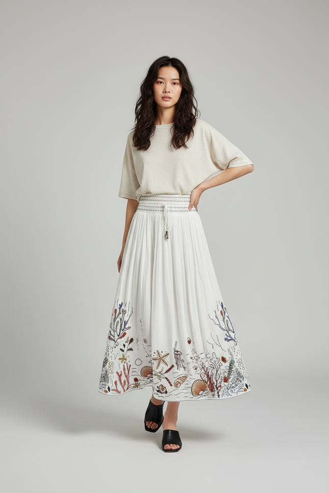 Jupe Brodée Blanche
