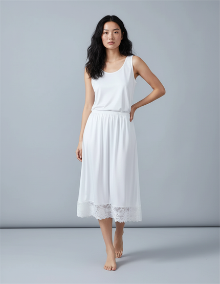 Jupe Blanche Fluide Dentelle Élégante
