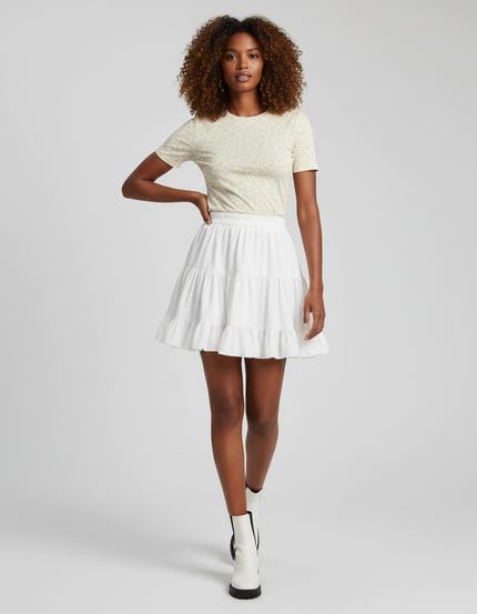 Jupe Blanche Fluide Volantée Chic