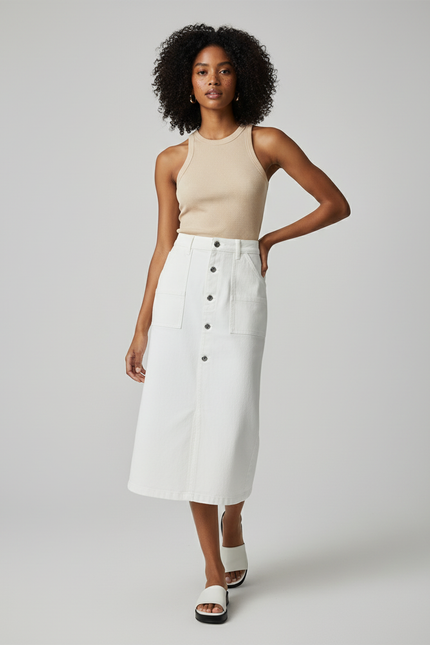 Jupe En Jean Blanche Grande Taille