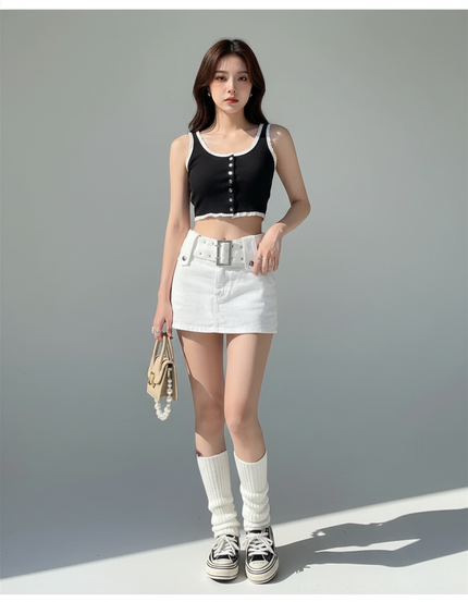 Jupe Blanche Mini Denim Y2K