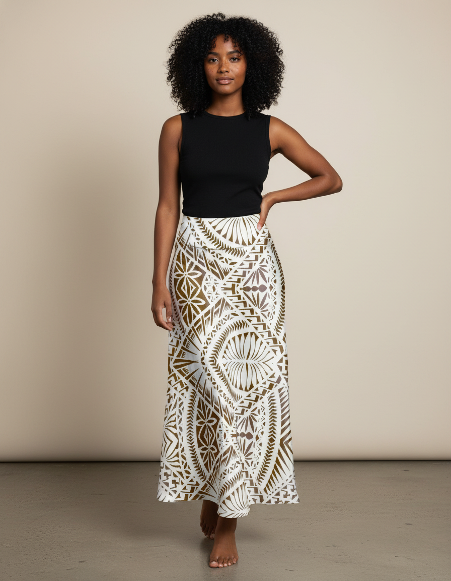 Jupe Blanche Motif Ethnique Fluide