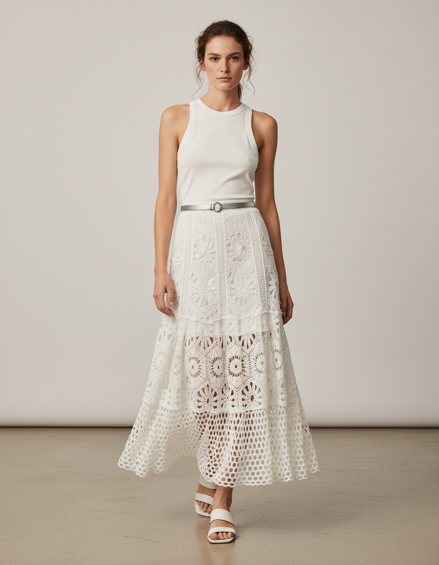 Jupe Crochet Blanche