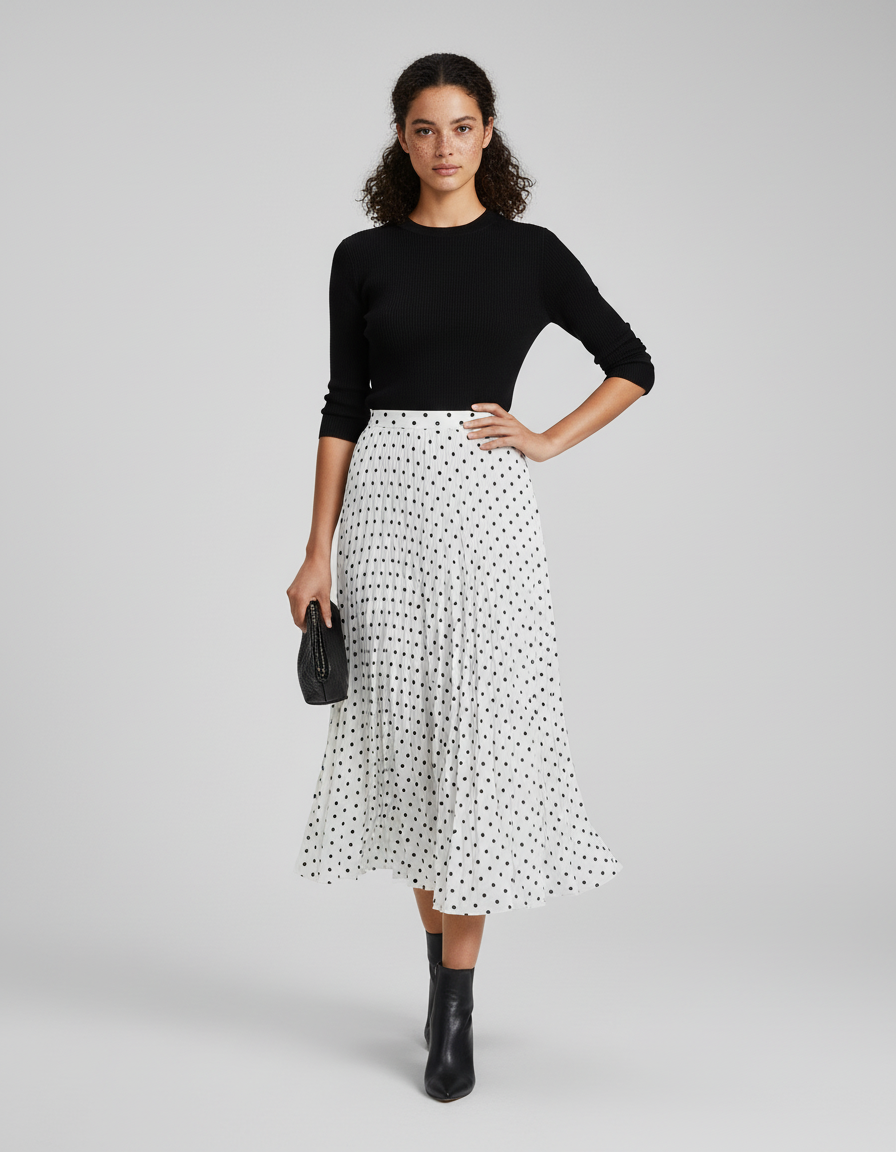 Jupe Blanche Pois Noirs