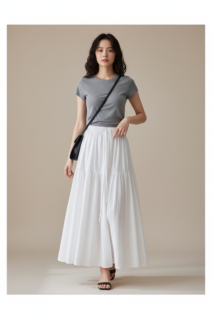 Jupe Blanche Fluide À Volants Élégante