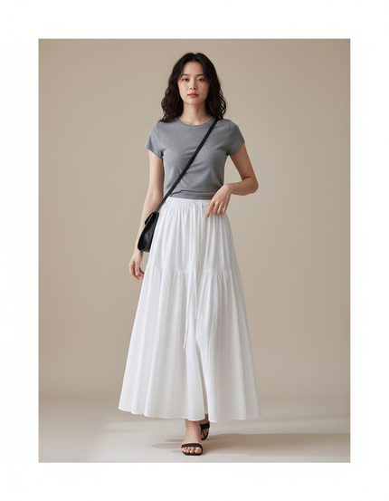 Jupe Blanche Fluide À Volants Élégante