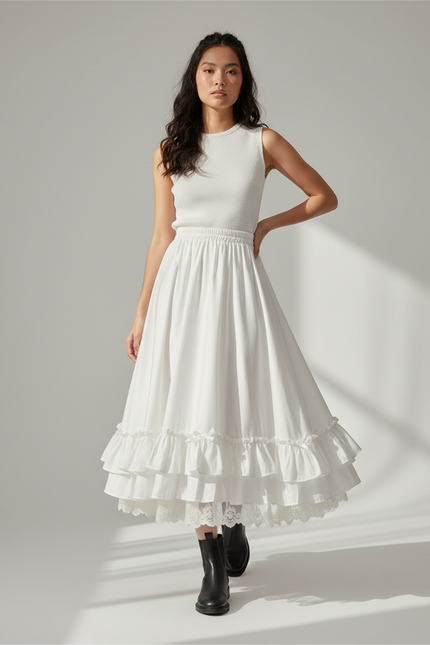 Jupe Blanche Volants Vintage