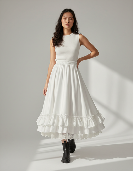 Jupe Blanche Volants Vintage