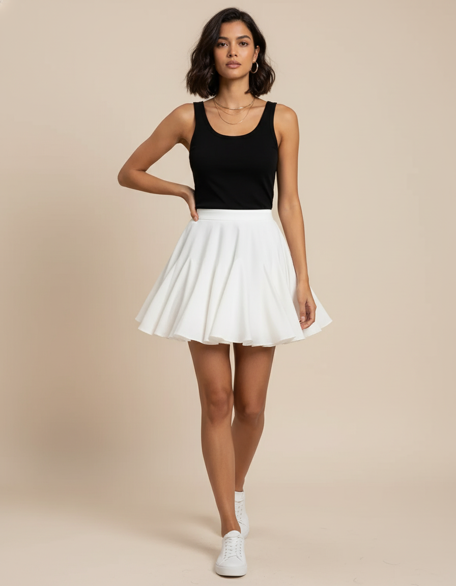 Jupe Blanche Évasée Mini Tennis