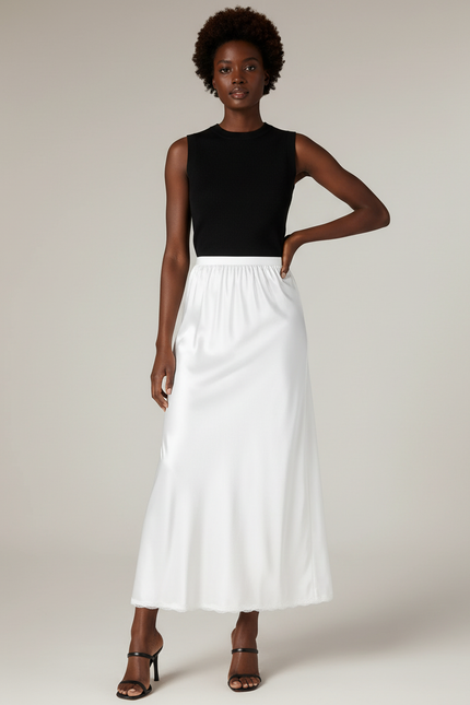 Jupe Blanche Satinée Fluide Élégante Lumineuse