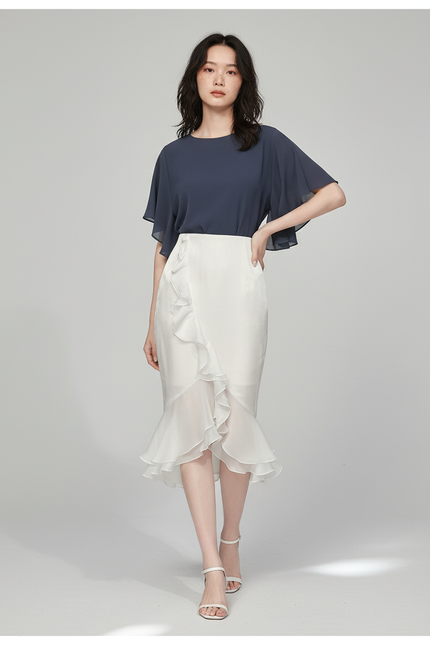 Jupe Blanche Volants Sirène Élégante